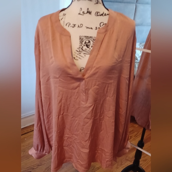 Ava & Viv Plus Size Peach Boho Blouse - Picture 6 of 7